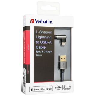 Verbatim - 120cm L-Shaped Lightning to USB-A 充電傳輸線 (黑色)