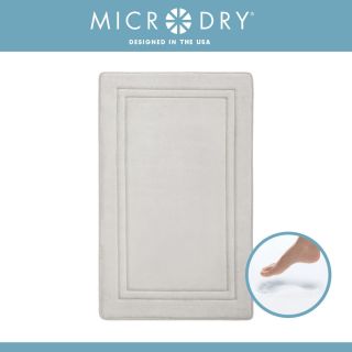 Microdry - Quickdry 53x86 cm 絲光絨織布記憶棉吸水快乾防滑浴室地墊框形紋 (淺灰色)