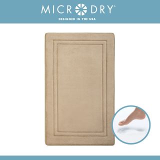 Microdry - Quickdry 53x86 cm 絲光絨織布記憶棉吸水快乾防滑浴室地墊框形紋 (亞麻色)