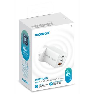 MOMAX - ONEPLUG 67W 三輸出GaN快速充電器 (白色) (UM30UKW)