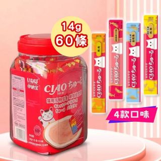 CIAO - 貓用零食 - 4款口味組合 (桶裝60條x 14g)