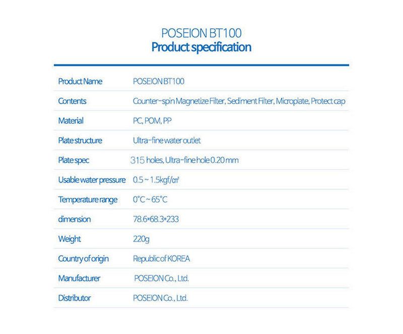 POSEION磁化離子水花灑頭 深藍 特別色 BT100DB 特許分銷商