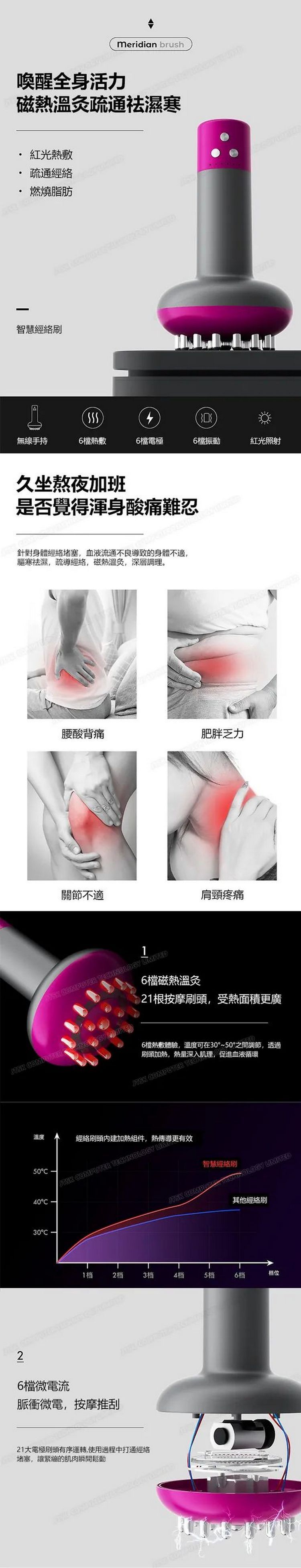 tsj japan 經絡刷通儀家用手持按摩刷便攜式按摩器智慧電動經絡儀 P3842